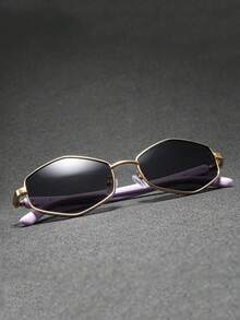 1 Pair Of Smooth Narrow Rhombus Fashion Glasses, Metal Material, Sun Protection, Y2K Casual Street Style Fashion Glasses, Daily Wear Style - Multicolor - View 12