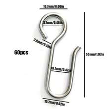 Metal S-Shaped Curtain Hooks, Small Drapery Pins And Wire Hooks For Ceiling Track, Window And Shower Curtains, Home Bathroom Accessories - Silver - View 12