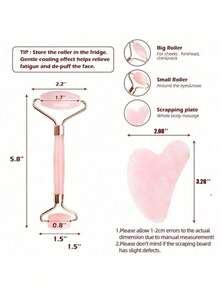 1 Set Face Massage Tools, Including Roller, Massage Board, Back Scratcher, Available In Pink And White - Multicolor - View 8