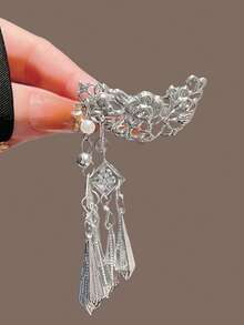 2个向日葵流苏发夹，爪夹，适用于刘海和后脑勺，发卡，发夹，鳄鱼夹，女士发饰，发卡 - 銀色 - 查看 11