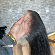 180%密度 8-36英寸 13x4蕾丝前假发 真人混纺直发假发 女士 12A预拔毛高清蕾丝前假发 带婴儿发 自然黑 - 自然色&黑色系 - 查看 5