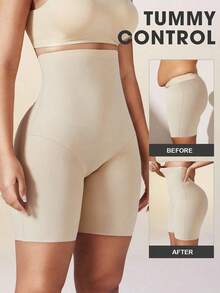 1pc Women's High Waist Shaping Shorts, Tummy Control, Butt Lifting, Body Shaping, Flat Abdomen, Seamless Waist Trainer - 黑色 2 - 查看 1