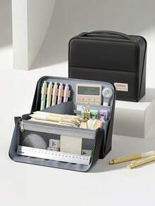 Hộp đựng bút học sinh nhiều tầng, màu trơn, dung tích lớn, chắc chắn, dùng để bàn, văn phòng phẩm và du lịch - Phù hợp cho học sinh, người đi làm, nam và nữ - Có chỗ để máy tính, sổ tay và bút - Khóa kéo an toàn. - nhiều màu - Xem 1