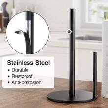 Paper Towel Holder For Kitchen Countertop, Simple Black Vertical Design, Easy Access & Space-Saving - Multicolor - View 8