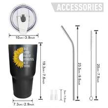 30oz Stainless Steel Tumbler Black White Options,  Sunflower And Text Design On Tumbler Graphic Cups, Insulated Travel Coffee Mug With Lid And Straw , Double Wall Vacuum Reusable Travel Cups,  Funny Birthday Party Gift For Men - 黑色 - 查看 3