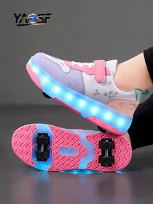 YAOSF 青少年轮滑鞋 - 升级版，稳定性更强，可拆卸二合一运动鞋，街头酷炫轮滑鞋，户外运动发光鞋，亲子鞋，新款轮滑鞋，夜间发光鞋，USB充电轮滑鞋，LED发光轮滑鞋，发光鞋底运动鞋，男女童款，学生款，户外运动轮滑鞋 - 粉色 - 查看 11