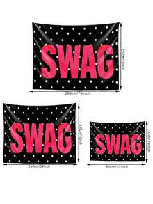 1件波点Y2K美学挂毯，90克涤纶印花嬉皮风格挂毯，适用于大学宿舍、卧室、客厅、家居装饰、艺术挂毯、室内外横幅挂毯装饰，理想的节日礼物。 - 黑紅色 - 查看 2