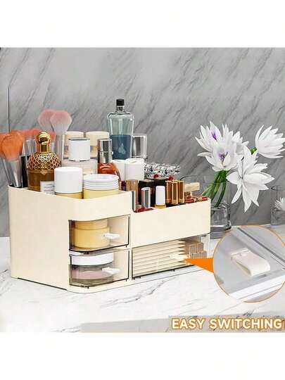 Hộp đựng đồ dùng nhà tắm cao cấp - Kệ nhựa có ngăn kéo - Hộp đựng mỹ phẩm - Hộp đựng và sắp xếp đồ dùng làm đẹp - Kệ trưng bày bàn trang điểm - Hộp đựng đồ dùng văn phòng phẩm - Dùng để đựng mỹ phẩm, sản phẩm chăm sóc da, dụng cụ trang điểm, văn phòng phẩm và các vật dụng linh tinh khác - Lựa chọn lý tưởng cho người yêu thích làm đẹp - Quà tặng ngày lễ - Quà tặng mùa tựu trường