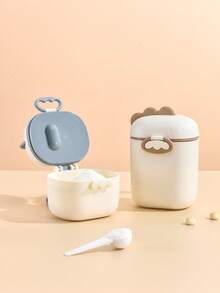 1pc Cartoon Milk Powder Container/Baby Milk Powder Box, Dinosaur Theme, Made Of PP Material, With Separate Spoon Compartment, Handle, Compact Design, Portable And Secure Closure. Suitable For Travel/Living Room/Kitchen, Can Store Fruit, Baby Food, Dried Fruit, Snacks, Condiments, Etc. (Available In 800ml And 400ml, Please Check The Comparison Image Before Purchase!) - Dinosaur-shaped Milk Powder Box (eyeless Version) - View 4