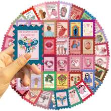 50pcs Stamp Stickers, Creative Graffiti Stickers, Office Supplies, Mobile Phone And Computer Stickers, High-Value, Durable, Exquisite, Cool Stickers, Fun, Classic, Colorful Cartoon Designs, Gift Decorations, Phone Case Decorations, Reusable, Colorful Cartoon Designs, Suitable For Water Bottles, Skateboards, Mobile Phones, Etc., Perfect For School Supplies And A Top Choice For Holiday Gifts. - 50pcs - View 5
