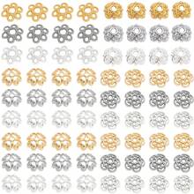 50pcs Bead Caps 18K Golden Plated Pretty Filigree Flower Bead Caps Brass Flower End Caps Loose Beads For Bracelet Necklace DIY Jewelry Making Crafts Supplies - Multicolor - View 8