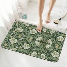 William Morris Floral Diatomaceous Earth Mat - Non-Slip Quick-Dry -Friendly Absorbent Rug, Suitable For Shower Poolside, Vibrant Design Home Dr Accessory - 黑色 - 查看 1