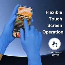 2/20/50/100只装，蓝色丁腈手套，不含乳胶，不含粉末，高弹性，适用于食品加工、厨房、清洁、餐饮服务、宠物洗澡、美容院等，一次性手套[无包装盒] - 藍色 - 查看 4