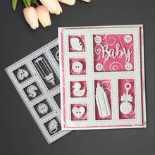 1个创意网格相框金属切割模具，适用于剪贴簿和工艺品制作，DIY压花模板，手工卡片和礼品卡制作工具 - 相框 - 查看 10