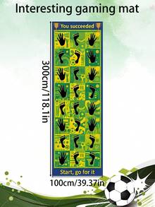 Polyester Rectangular Interactive Game Mat With Football Elements And Hand/Footprint Design, Suitable For Family Gatherings, Football Parties, Pre-Match Training, Outdoor Picnics And Team Building Activities, Football Game Mat, Warm-Up Sports Game. - Green - View 7