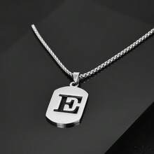 1件时尚简约不锈钢镂空26字母项链，嘻哈风格，奢华浪漫沉稳气质，休闲个性设计，百搭，适合任何场合 - 鋼色 - 查看 33