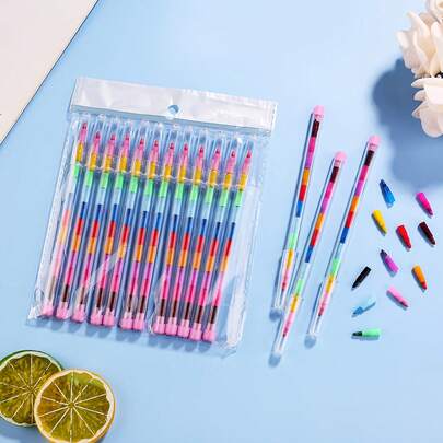 5 piezas de lápices de colores apilables, recuerdos de fiesta arcoíris, crayones de cera de colores para construcción de cumpleaños y escuela, 11 colores, regalos navideños, bonificaciones de Pascua, recompensas en el aula