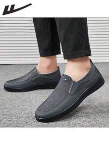 WARRIOR 1双男士休闲时尚透气运动鞋，圆头，轻便面料，柔软鞋底，防滑，易穿脱，2026新款休闲运动鞋 - 灰色 - 查看 7