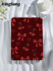 Kingsung Ốp bảo vệ máy tính bảng họa tiết nơ và anh đào, tương thích với iPad 9.7/10.2/10.5/10.9/12.9/Pro 11, thế hệ thứ 10, tương thích với Samsung Galaxy Tab S6 Lite 10.4 inch, tương thích với Kindle Paperwhite thế hệ thứ 12 2024, Kindle thế hệ thứ 11 2022, Kobo Clara Colour, chống rơi vỡ, chân đế thông minh/tự động bật/tắt màn hình. - Nhiều màu - Xem 2