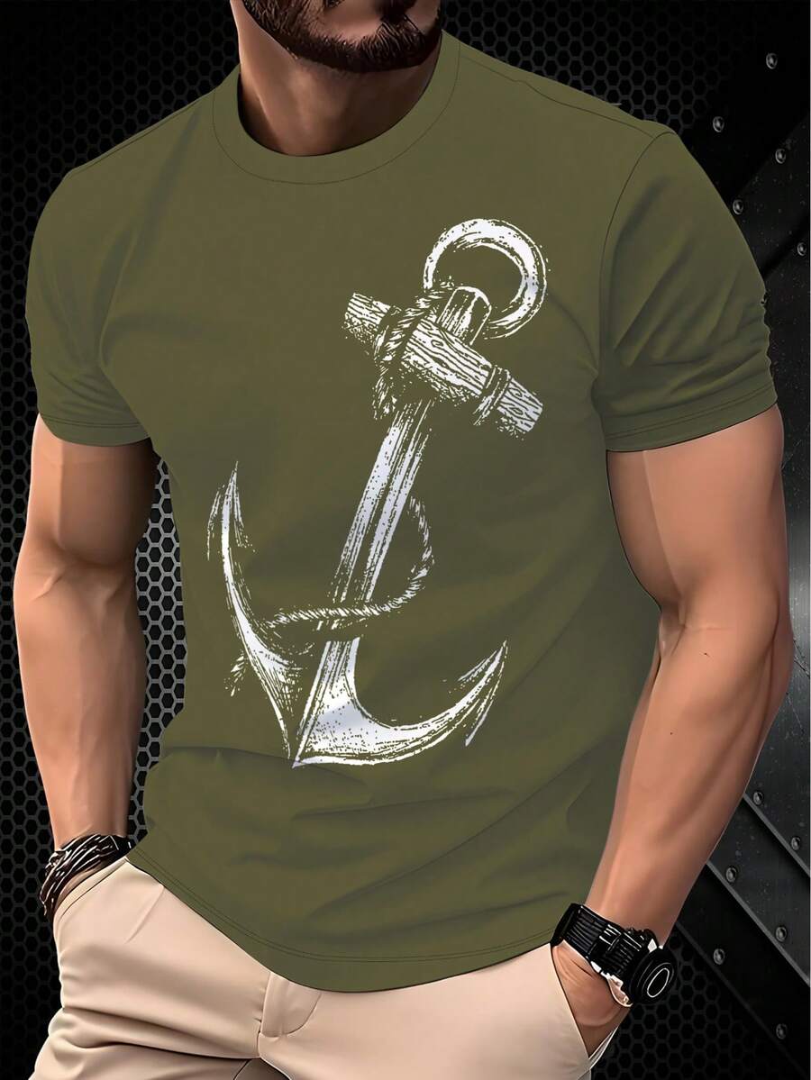 Men's 3D Print T-Shirt - Fashionable Slim Fit Short Sleeve Casual Top, 100% Polyester, Lightweight Fabric, Suitable For Summer Wear - Multicolor - View 1