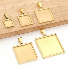 2pcs/Pack Thick Stainless Steel Square Pendant Trays, Fashionable Minimalist Tarnish-Resistant Titanium Steel Square Base, DIY Jewelry Making Accessories - Necklace Tray - View 8