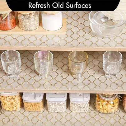 4片装金线冰箱垫 - 加厚EVA冰箱垫，防潮防滑抽屉垫，适用于冰箱、冷冻室和厨房 - 易于清洁、耐刮擦、无粘性、节省空间