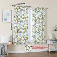 2PCS Fresh Lemon Bird Pattern 2D Digital Printing Pattern Curtains, Semi-Transparent Home Companion - Multicolor - View 5