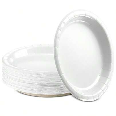7-Inch Disposable White Paper Plates, Leak-Proof & Thick, 3-Second Cleanup, Party & Camping Use, High Cost Performance! 8/20/50pcs Disposable Paper Plates, Cake Dishes, Food Trays For Wedding, Birthday, Party, Graduation, Christmas, Thanksgiving, Halloween, Ramadan, Easter Decoration And Kitchen Supplies