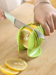 1/2/5pcs Lemon Slicer Kitchen Tool, Potato, Tomato, Sandwich, Fruit & Vegetable Cutter Divider - Lime Green - View 3