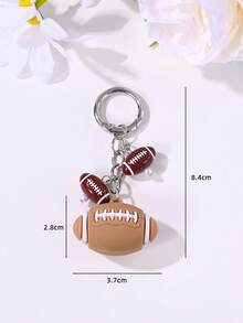 1件装 时尚运动主题PVC 3D足球、棒球、橄榄球钥匙扣，可作背包装饰、汽车装饰或派对礼物 - 彩色 - 查看 11