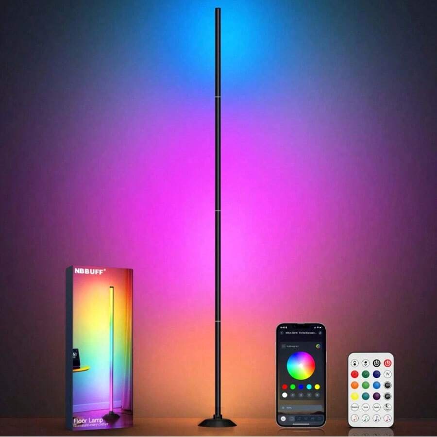 49 Inch RGB LED Corner Floor Lamp, USB Powered, App & Remote Control, Color Changing Ambient Light, Modern Standing Lamp For Living Room, Bedroom, Gaming Room & Christmas Decor - Nhiều màu - Xem 1