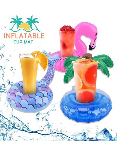 Multifunctional Inflatable Drink Holder, Pool Drink Float, Perfect For Party Water Entertainment, Inflatable Flamingo Floating Drink Holder, Swimming Pool Floating Cup Coaster, Suitable For Cans, Cups And Bottles - Add Fun To Adult Pool Parties