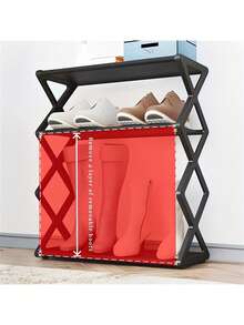 1pc Minimalist X-Shaped Multi-Functional Double-Layer Steel Pipe Assembled Shoe Rack, Home & Dorm Use, Dust-Proof - Multicolor - View 6