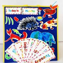 hoojojo 28 piezas "Hoy es lunes" Juego de historia de fieltro, Juego de vocabulario de los días de la semana, Actividad de clase, Material didáctico, Artículos de papelería educativa - Multicolor - Ver 10