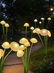 6 LED Solar Powered Jellyfish Mushroom Lawn Lights, Outdoor Waterproof Garden Path Landscape Lights, Warm White / Color Changing Mood Lights - Multicolor - View 7