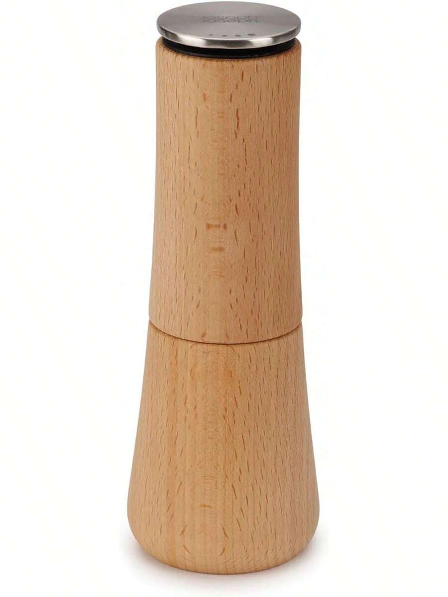 Non-Spill Salt And Pepper Mill Set Refillable With Ceramic Grinding, White/Grey, 24 - Beech Wood - View 1
