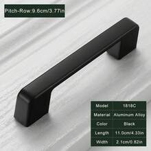 1pc Matte Black Cabinet Drawer Pull Handle, Aluminum Alloy Knob And Grip, Durable And Easy To Install, Suitable For Kitchen, Bathroom, Desk Furniture Drawers - Black - View 18