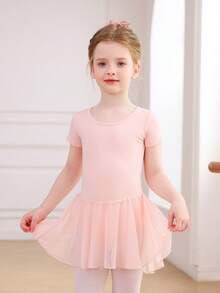 Toddler Girls Pink Short Sleeve Ballet Leotard: Soft Tulle Skirt Dance Dress For Ballet Class & Performance - 淺粉色 - 查看 5