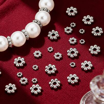 50 件不锈钢菊花轮设计，带松散的珠子垫片，用于 DIY 配件，带珠子垫片