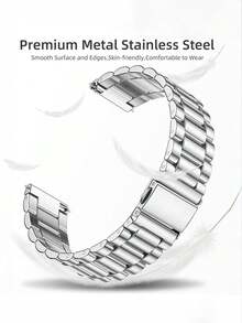 1PC Fashion Silver Stainless Steel Watch Band Compatible With Samsung Smart Watch Universal 20mm 22mm Watch Strap Compatible With Samsung Galaxy Watch 3 42mm 46mm Compatible With Galaxy Active 2 40mm/44mm Compatible With Watch Gt2,Watchband For Smart Watch,Bracelet Galaxy Watch - Silver - View 4