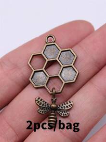 2pcs 46x25mm Honey Bee Charms Pendant For DIY Jewelry Making Necklace Keychain Phone Chain Bracelet Making Accessories Handmade Craft Making Findings - Bee - View 12