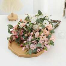 Demi-bouquet de roses artificielles, fleurs réalistes de 88 cm, flexibles et non décolorées - convient pour la décoration de mariage, la décoration de la Saint-Valentin, la décoration d'anniversaire, la décoration d'anniversaire, la décoration de la maison, la décoration de table, la décoration de chambre et de salle de bain, la décoration de bureau, les décorations de pièce, la décoration d'automne, la décoration florale d'automne, la décoration de plantes en pot, les cadeaux de remise des diplômes - Blanc - Voir 9