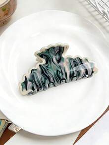 1个复古优雅醋酸纤维波浪花朵发爪夹，扎染斑点纹理图案发爪夹，适合盘发，发爪发饰，夏季海滩度假发夹 - 彩色 - 查看 6