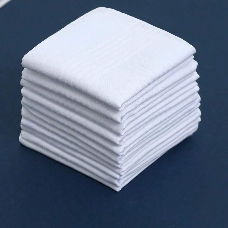 3/6pcs Premium White Handkerchief, Made Of Soft Polyester Fabric, Absorbent And Breathable. Suitable As A Birthday Or Holiday Gift. - Multicolor - View 1