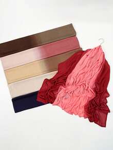 1pc Women's Solid Color Viscose Headscarf, Soft Wide-Edged Headband, Versatile Sun Protection Hijab Scarf, Suitable For Daily Wear,Beach,Holiday - Navy Blue + Blue - View 6