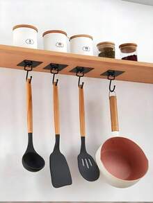 20/1pc Black Traceless Hooks Multifunctional Wall Strong Adhesive Hook Clothes Hook Bathroom Kitchen Accessories - A - View 9