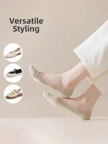 1/5双装 女士夏季超薄网眼透气隐形防滑浅口袜，适合日常穿着 - 彩色 - 查看 5