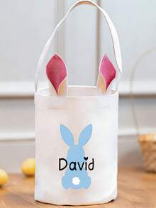 Personalized Easter Canvas Tote Bag, Easter Bunny Bag With Name Print, Easter Bag, Easter Bunny Basket, Kids Easter Egg Hunt Bag, Easter Gift Bag, Easter Basket - Multicolor - View 10