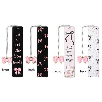 Unique Bow Tie Bookmark Gift - Charming Pink Aesthetic Bookmark, Cute Metal Stainless Steel Page Marker, Suitable For Reading, Ladies, Girls, Readers, Students, Teachers, School Supplies, Birthday, Valentine's Day.