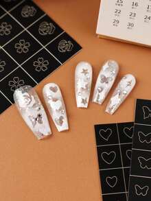 FULL BEAUTY Bộ 5 miếng dán móng tay hình trái tim, ngôi sao, hoa hồng, bướm, hoa anh đào, ngôi sao năm cánh, cánh chim, dụng cụ vẽ móng airbrush, phụ kiện làm móng DIY. - Nhiều màu - Xem 3